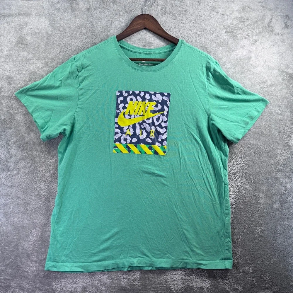 Nike Sportswear Mens XL Green Seafoam Yellow Futura Air Graphic T-Shirt Cotton